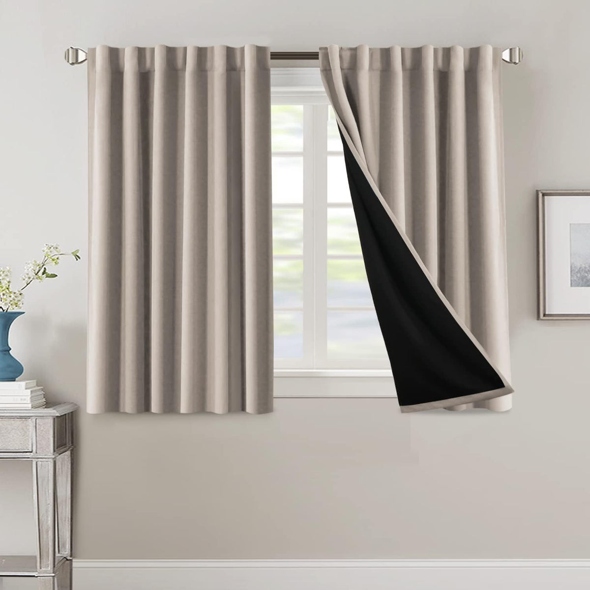 Blackout Curtains 2 Panels 100% Room Darkening 96 Inch Long – Triple Weave Thermal Insulated Back Tab & Rod Pocket Window Drapes for Bedroom & Living Room
