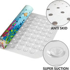 Non-Slip Bathtub Mat with Suction Cups & Drain Holes – PVC Shower Mat 40x16, Cushioned, Machine Washable, Fun Ocean Designs for Kids & Adults