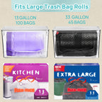 Clear Trash Bag Holder 2-Pack - Stackable Garbage Bag Dispenser for 13/30/33 Gallon Bags, PET Organizer for Under Kitchen Sink, Laundry Room, Pantry & Cabinet Storage