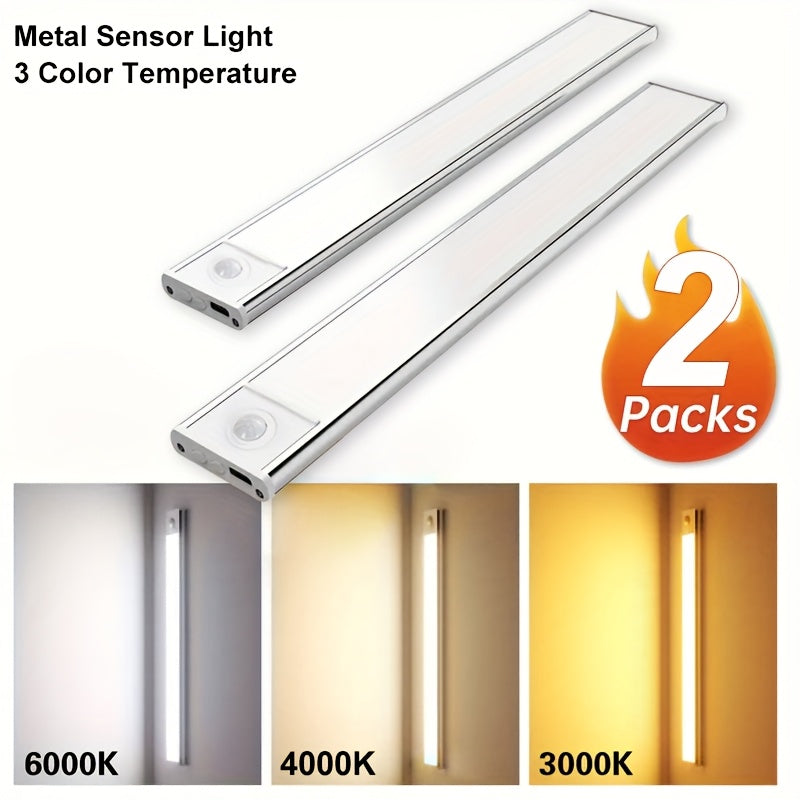 LED Motion Sensor Under Cabinet Lights USB-C Rechargeable - 3 Color Temperatures, Adjustable Brightness, Magnetic Stick-On, for Kitchen Cabinet Closet Wardrobe Stairs | Nuvia Haven