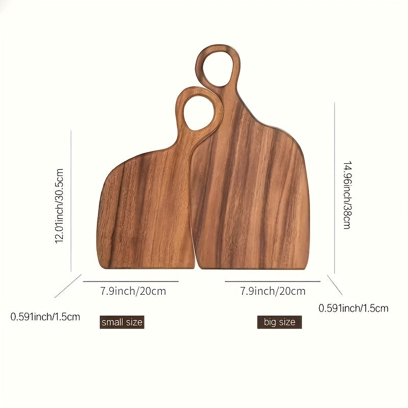 Acacia Wood Cutting Board Set of 2 Extra Thick Reversible Wooden Chopping Boards with Handle - Large Kitchen Board for Meat, Bread & Cheese, Charcuterie Serving Board Gift Set