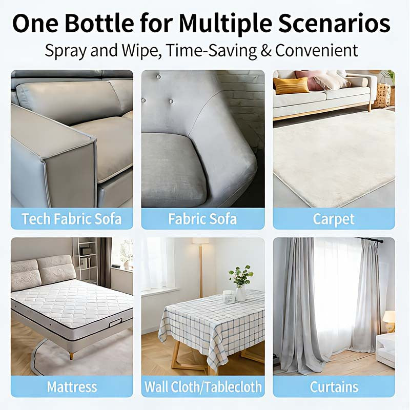 No-Rinse Furniture & Mattress Spot Cleaning Spray - Fabric Stain Remover for Sofas, Carpets & Car Seats, Spray-Wait-Wipe Formula, Quick Dry No Sticky Residue
