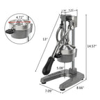 Manual Citrus Juicer Heavy Duty Cast Iron Hand Press Juice Squeezer for Orange Lemon Lime Pomegranate - Commercial Grade Fruit Juicer with Safety Lock & Stainless Steel Strainer