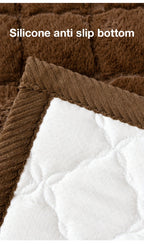 Faux Rabbit Fur Plush Sofa Cover Thickened Non-Slip Pet Friendly Machine Washable Warm Sofa Cushion - 1 2 3 4 Seater Living Room Bedroom Office 4 Colors