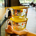 Lidded Floral Glass Measuring Cup Set – Heat-Resistant, Microwave-Safe, BPA-Free with Handle & Clear Markings for Baking & Cooking