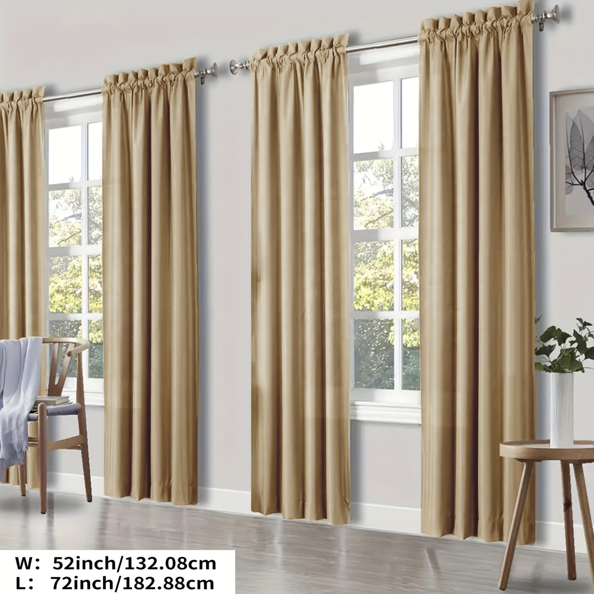 100% Blackout Curtains Rod Pocket 4 Panels - Thermal Insulated Energy Saving Drapes for Bedroom Living Room, 38" & 52" Wide 54"–108" Long, 7 Colors
