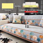 Bohemian Chenille Sofa Cover Tree Embroidery Print Thick Non-Slip Pet Friendly One-Piece Couch Protector Armchair Loveseat 3 4 Seater