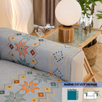 Embroidered Chenille Sofa Slipcover Bohemian Geometric Floral Pattern | Non-Slip Machine Washable Couch Cover for 1-2-3-4 Seater with Armrest & Pillow Cover Options, 6 Colors