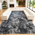 Shaggy Area Rug Extra Large Ultra Soft Fluffy Plush for Living Room & Bedroom – Non-Slip Machine Washable Carpet 9x12 & 10x14ft, Tie-Dye & Solid Colors
