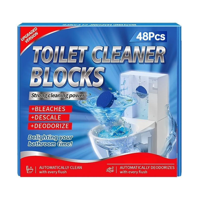 Jasmine Scent Automatic Toilet Bowl Cleaner Tablets 48-Pack – Low Odor, Plastic-Surface Safe, Powerful Stain Removal & Long-Lasting Deodorizing for Home & RV Toilets