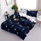 Galaxy Duvet Cover Set 3 Piece – Cartoon Star Universe Planets Print Soft Breathable Bedding with 2 Pillowcases for Bedroom Guest Room & Dorm, No Insert