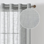 Linen Textured Semi-Sheer Grommet Curtains – Light Filtering Farmhouse Panels | Set of 2