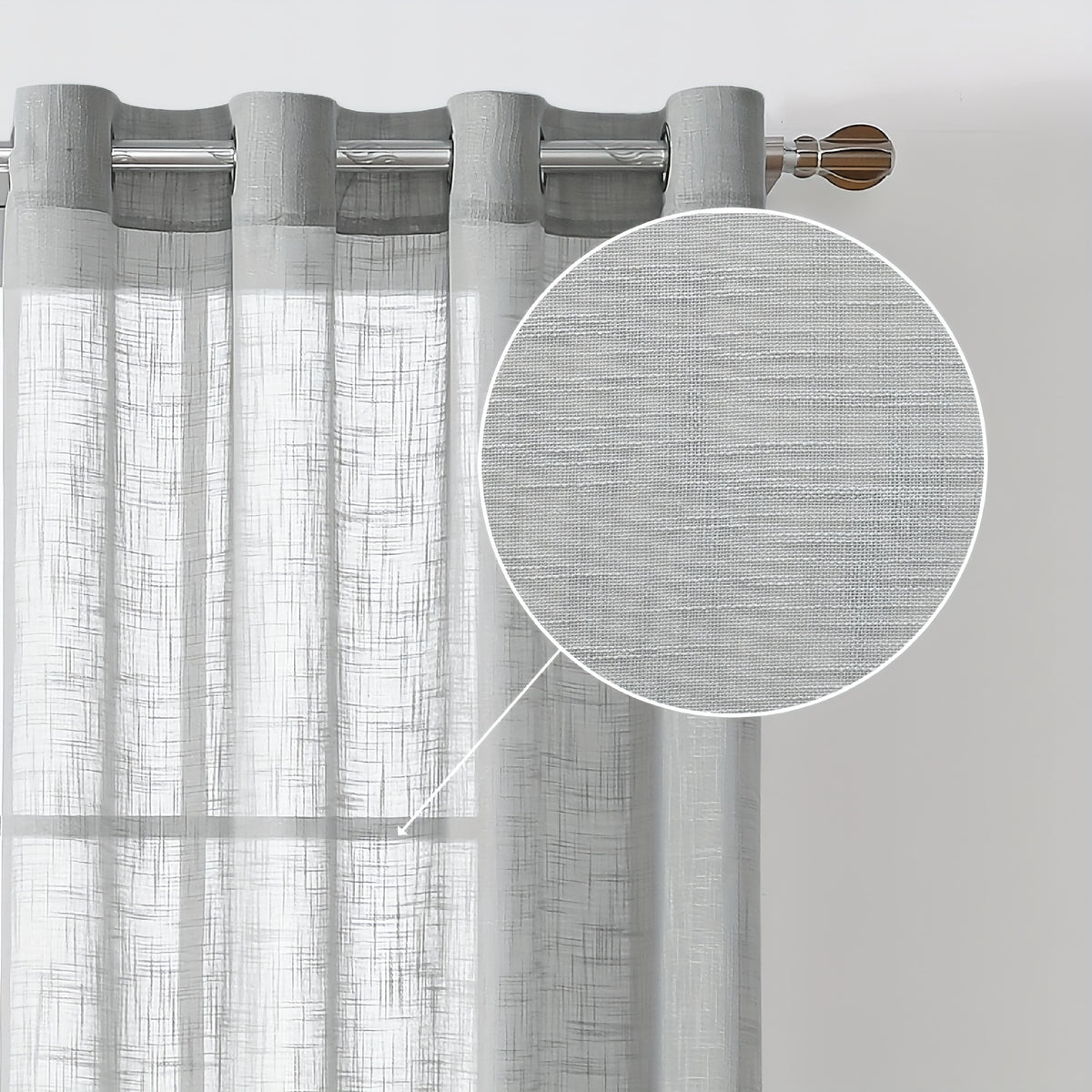 Linen Textured Semi-Sheer Grommet Curtains – Light Filtering Farmhouse Panels | Set of 2