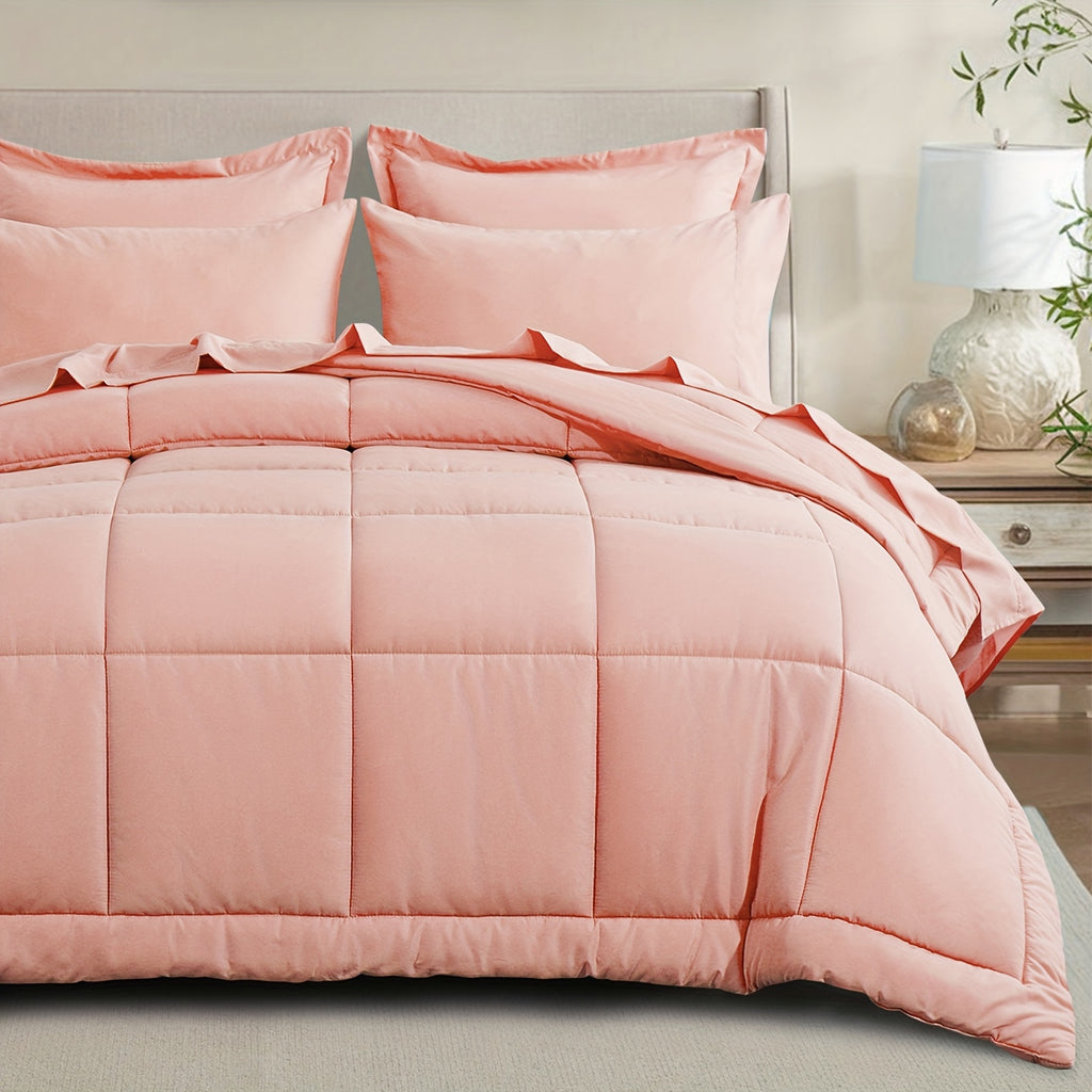 Bed in a Bag Queen 7 Piece Fluffy Comforter Set – Ultra-Soft Microfiber Bedding with Comforter, Fitted Sheet, Flat Sheet & 4 Pillowcases, Hypoallergenic Breathable All Season Bedding Gift for Her