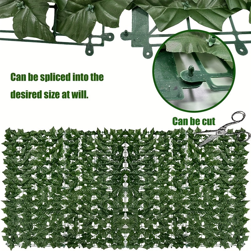 UV Resistant Artificial Ivy Privacy Fence Screen Faux Hedge Wall Panels Fake Ivy Vine Leaf Green Backdrop for Outdoor Garden Patio Balcony Backyard Indoor Decor Multiple Sizes