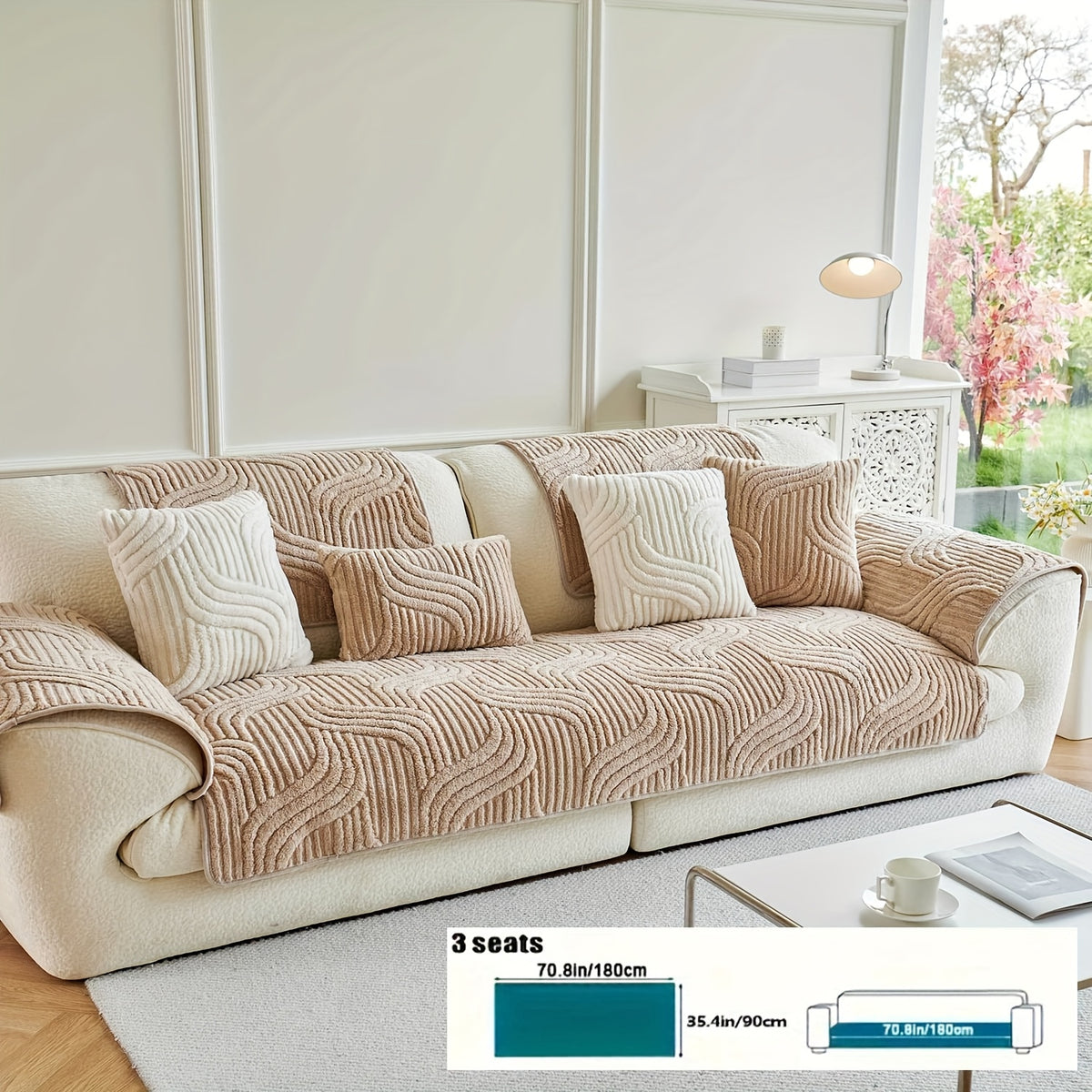 Plush Non-Slip Sofa Cushion Cover Luxury Modern Pet-Proof Breathable Seat Pad Slipcover for Couch Living Room Bedroom Office – Soft Velvet Sofa Seat Cushion Protector Home Decor