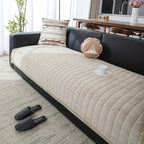 Bohemian Soft Flannel Sofa Cushion Cover – Non-Slip Machine Washable Couch Cushion Cover for 2/3/4-Seater Sofas, Plush Solid Color Living Room Bedroom Office Home Decor