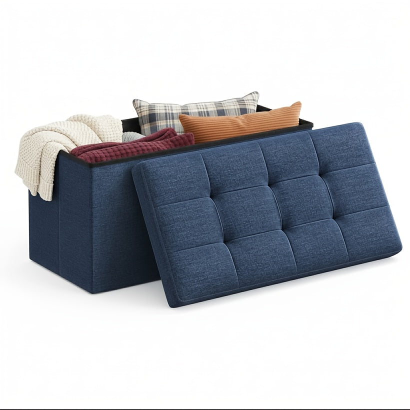 Folding Storage Ottoman Bench 660 lbs Capacity – Large End of Bed Chest with Padded Seat for Bedroom Living Room Entryway, 30 & 43 Inch, Multiple Colors