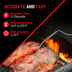Digital Meat Thermometer with Probe - Backlit LCD, 6 Meat Presets, Temp Alert, Oven Safe Stainless Steel Probe, for Smoker BBQ Grill Oven Cooking | Nuvia Haven