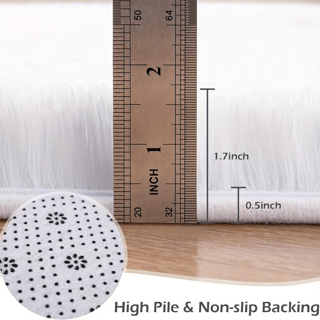 Fluffy Shag Area Rug for Living Room & Bedroom – Soft Non-Slip Plush White Carpet, Cozy Modern Indoor Shaggy Floor Mat, 4x6 5x7 6x9 8x10 ft Large Home Decor Rug
