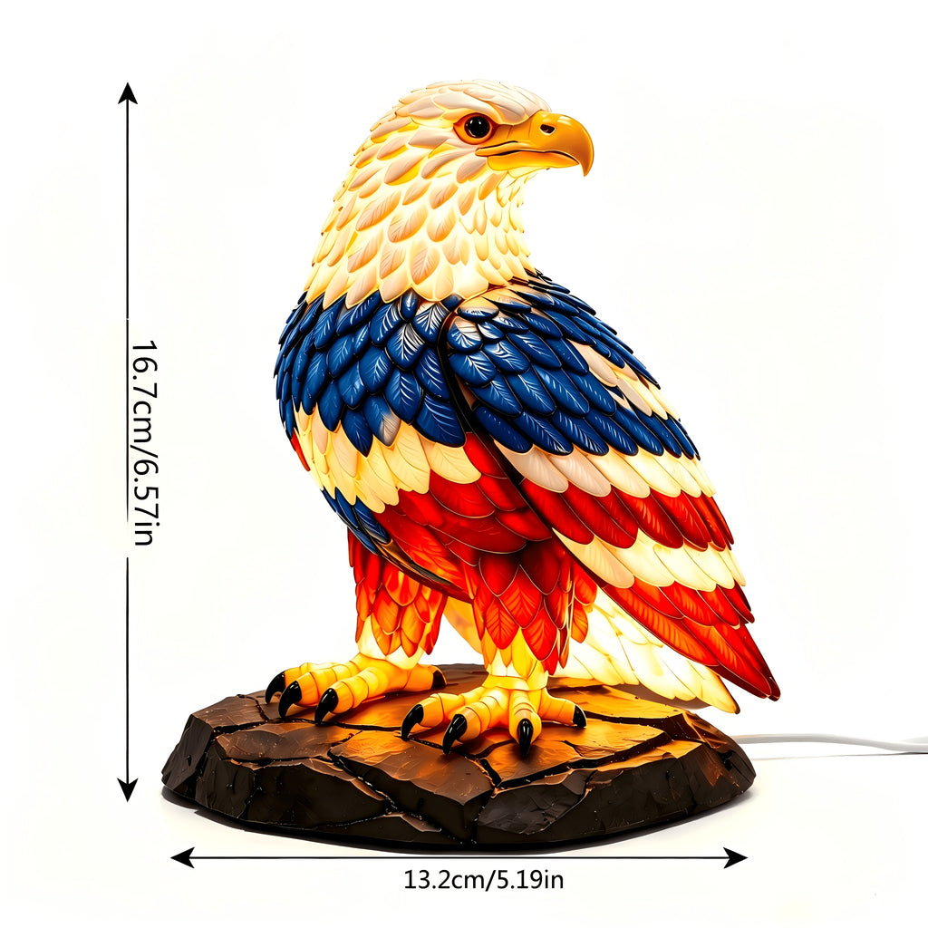 Eagle Night Light Boho Retro 3D Resin Animal Table Lamp – Stained Glass Style LED Bedroom Desk Lamp, Creative Home Decor Gift for Birthday Christmas