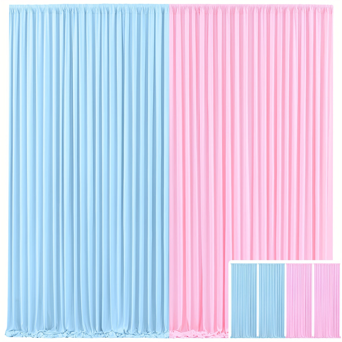 Photo Backdrop 4-Pack Taffeta Draping Background Cloth 5×10 Ft – Opaque Reusable Rod Pocket Panel for Weddings, Birthdays, Baby Showers & Photo Studios | 16 Colors