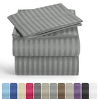 Luxury Striped Bed Sheet Set 3 or 4 Pcs – Hotel-Quality Deep Pocket 16", Extra Soft Breathable Cooling Sheets, Wrinkle & Fade Resistant, Twin Twin XL Full Queen King Cal King, 11 Colors