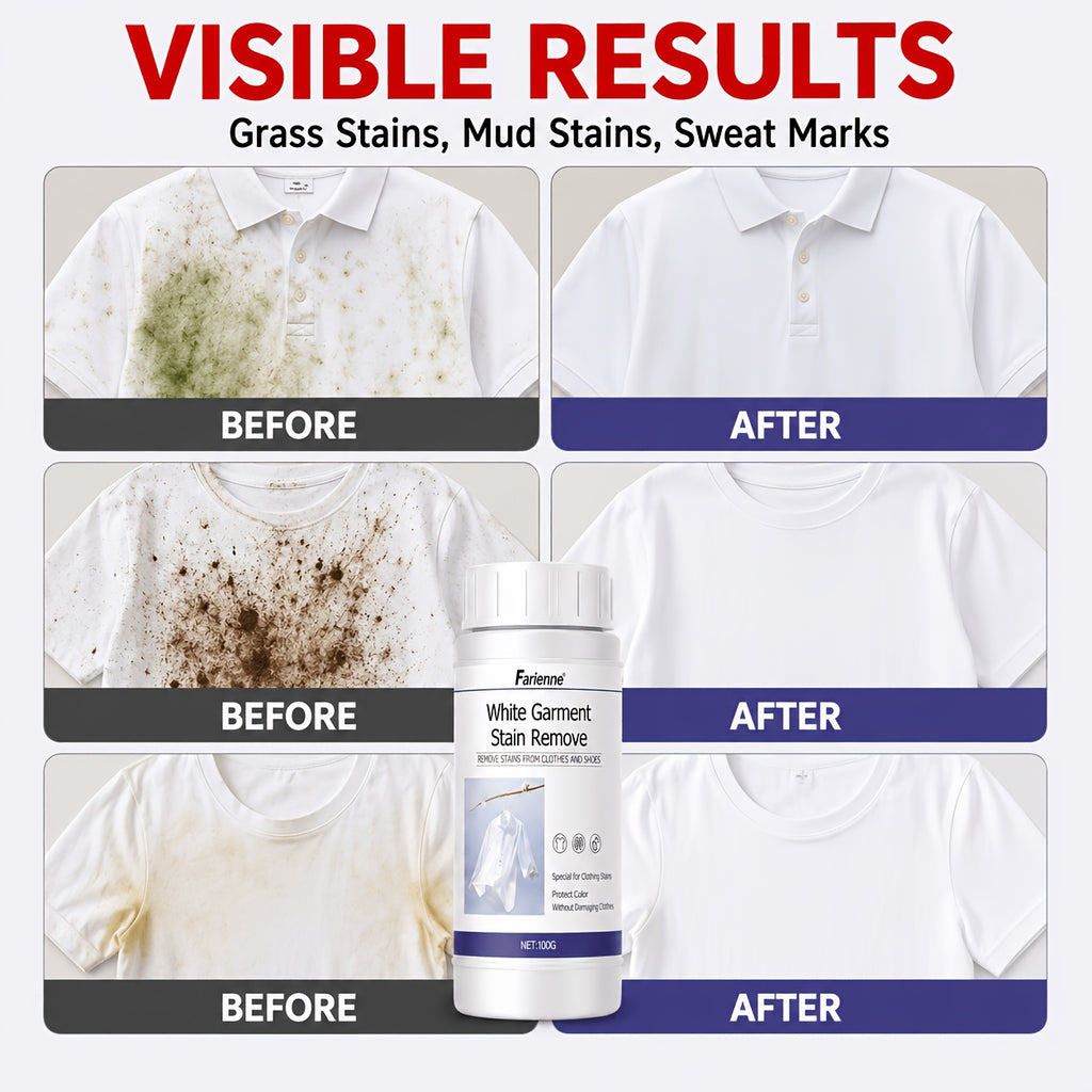 White Fabric Brightener & Yellowing Remover Powder - Color-Restoring Bleaching Agent for White Clothes Anti-Color-Bleeding Whitening Laundry Treatment