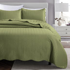Microfiber Quilt Bedspread Set All Season Lightweight – Soft Breathable Quilted Coverlet Twin Full Queen King 16 Colors Machine Washable