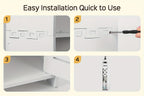 Slim Bathroom Storage Cabinet PVC Organizer with Toilet Paper Holder for Tight Spaces Bathroom Bedroom Living Room Easy Assemble Compact White