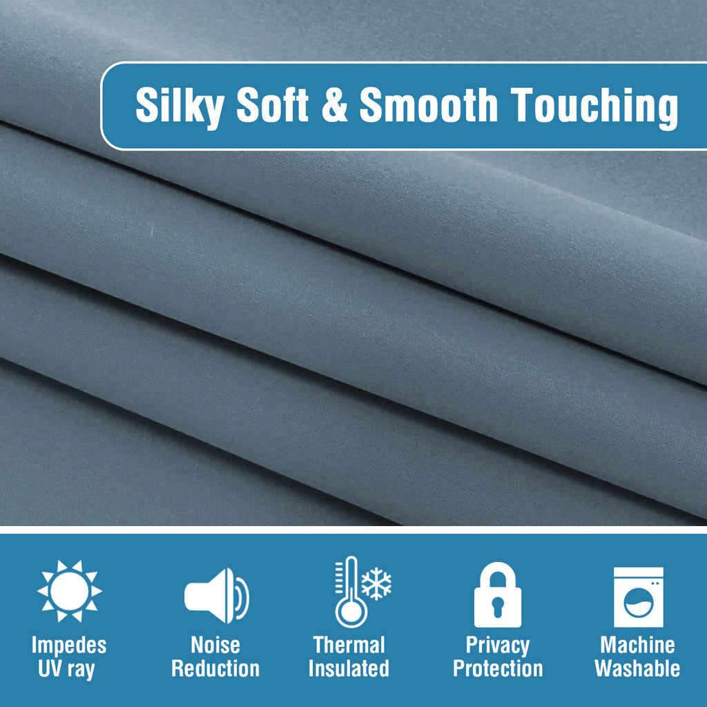 100% Blackout Window Curtains - 4 Panels, Full Light Blocking, Thermal Insulated Drapes with Black Liner | Soft Brushed Fabric