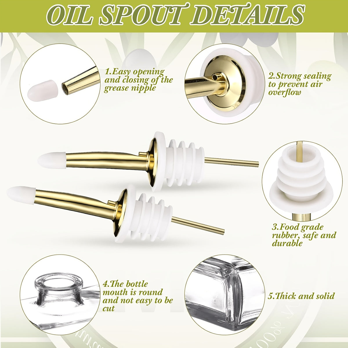 Glass Oil & Vinegar Dispenser Bottles Set – 350ml Rectangular Kitchen Dispensers for Olive Oil, Soy Sauce & Coffee Syrup, 2-Pack or 4-Pack in Gold, Silver or Black