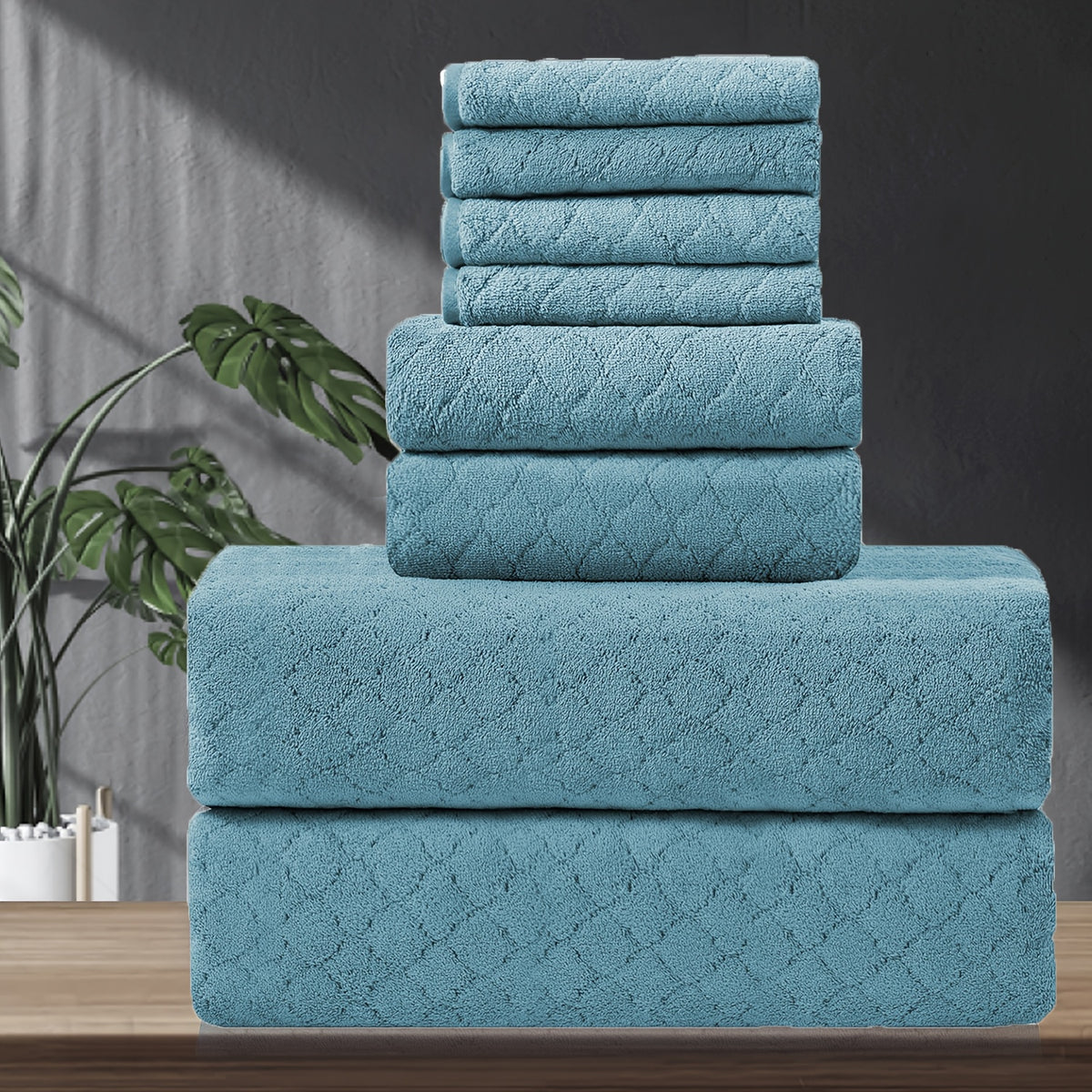 8 Piece Bath Towel Set Oversized – 2 Extra Large Bath Sheets, 2 Hand Towels, 4 Washcloths – Soft, Highly Absorbent, Quick Dry Shower Towels for Bathroom, Hotel, Spa & Beach