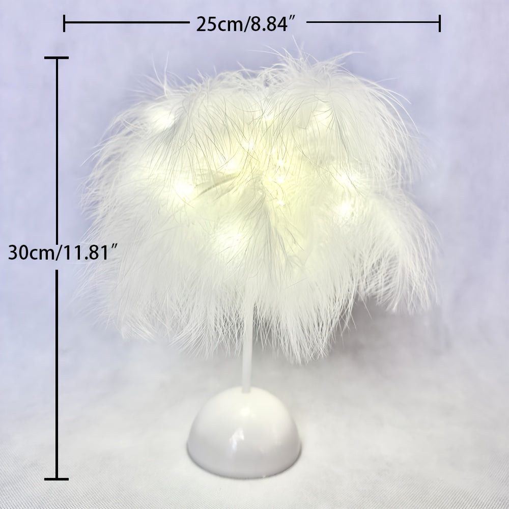 Feather LED Copper Wire Table Lamp Night Light – 40-Head Romantic Atmosphere Light for Bedroom, Living Room, Birthday & Valentine's Day Decor