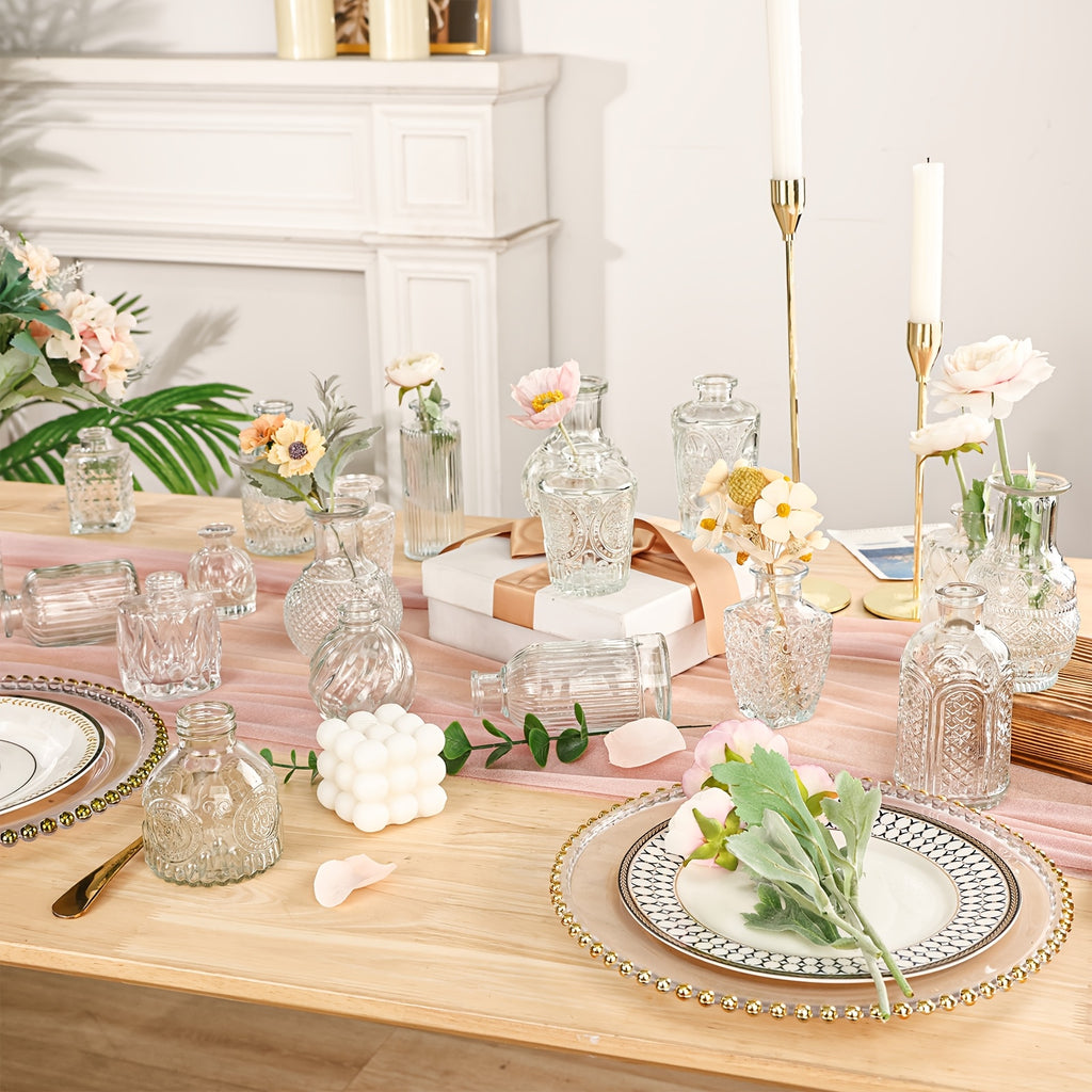 Glass Bud Vases Bulk Set 64 Pieces Multi-Size – Clear Flower Vases for Wedding Centerpieces, Home Table Decor & Bridal Party