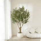 Artificial Olive Tree with Black Planter 5 6 7 8ft UV Resistant Faux Olive Plant Silk Leaves Mediterranean Indoor Outdoor Decor Living Room Office Bedroom Gift