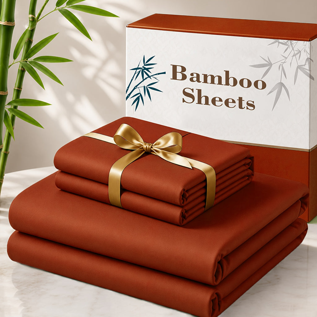 Cooling Bamboo Bed Sheet Set 3 4 Piece 3000TC - Extra Deep Pocket 20 Inch Soft Hotel Quality Wrinkle Resistant Twin Full Queen King Hot Sleepers