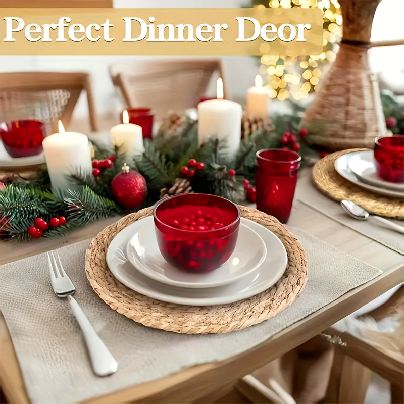 6pcs Natural Rattan Round Placemats 11.8in Heat Resistant Non-Slip Bohemian Wicker Table Mats for Dining Wedding Christmas Thanksgiving
