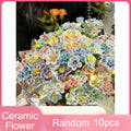 Handcrafted Ceramic Flowers 10pcs Realistic Decorative Floral Accents Random Colors for Home Wedding Party Valentine's Day Mother's Day Christmas Gift