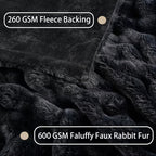 Luxury Faux Rabbit Fur Throw Blanket – Super Soft Plush Warm Blanket for Couch Bed Office Travel, 4 Colors, Throw Twin Queen King, All-Season Gift