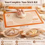 Sourdough Bread Baking Supplies Kit – Banneton Proofing Baskets (10" Round & 9" Oval), Danish Dough Whisk, Bread Lame, Dough Scrapers, Cooking Brush & Basket Liners – Complete Starter Bread Making Set Gift