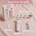 4-in-1 Electric Shaver for Women Rechargeable Grooming Kit Wet Dry Painless Lady Razor for Face Nose Legs Underarm Bikini Trimmer Luxury Gift Set