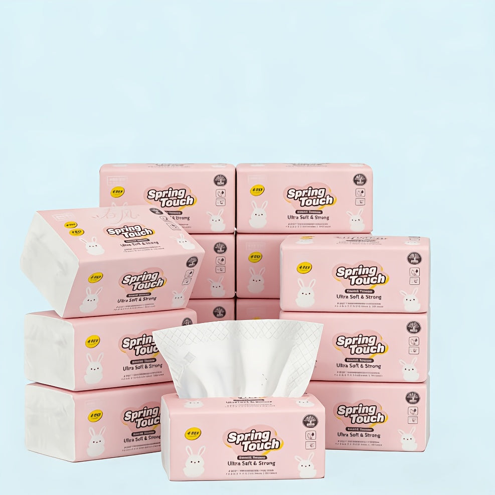 Ultrasoft 4-Ply Facial Tissues 12-Pack 400 Sheets Each - Unbleached, No Dyes, Lint-Free & Absorbent, Thick & Strong for Face Cleaning, Daily Use & Napkin Replacement