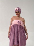 Adjustable Bath Wrap Skirt Set with Triangular Hair Drying Cap – Sizes S-XXXXL Spa Towel Wrap for Women, Home, Travel & Steam Room