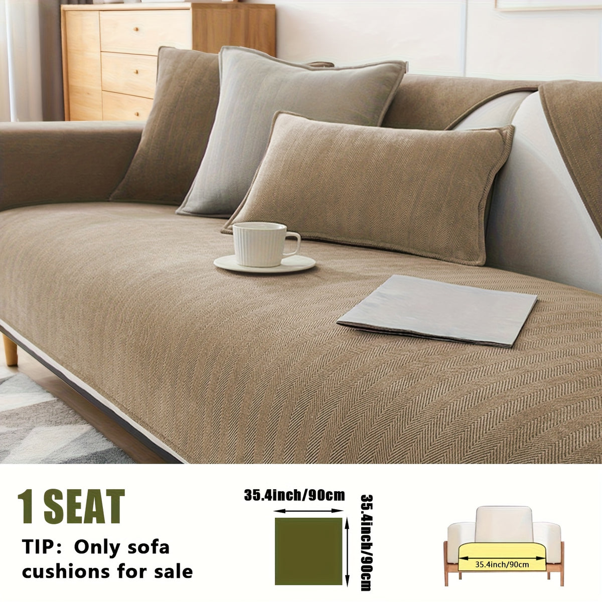 Chenille Ribbed Sofa Cover – Pet-Friendly Non-Slip Stretch Slipcover, Machine Washable Sofa Protector for 2, 3 & 4-Seater and Sectional Sofas, Modern Living Room Couch Cover