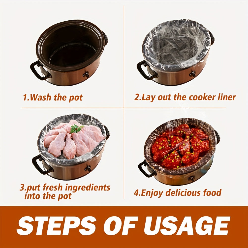 Slow Cooker Liners Disposable Cooking Bags 13x21 In, 20 Pack – Fits 3-8 Quart Oval & Round Pots 4QT to 8.5QT, No-Scrub Easy Cleanup Kitchen Bag