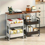 3-Tier Heavy-Duty Metal Rolling Kitchen Cart – Mobile Storage Shelving Unit for Pantry, Apartment & Small Spaces | Sturdy Utility Cart