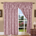 Penelope Jacquard Curtains with Attached Waterfall Valance – 2 Panel Luxury Room Darkening Rod Pocket Curtain Set, 54x84 Inch, Machine Washable for Living Room Bedroom Study Home Office
