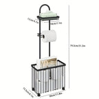 Freestanding Toilet Paper Holder with 6 Extra Roll Storage – Durable 304 Stainless Steel Oiled Bronze Stand, Space-Saving Bathroom Toilet Paper Storage Organizer, Easy Assembly