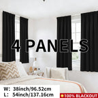 Blackout Curtains Rod Pocket 4-Panel Solid Color Lightweight Matte Drapes | 100% Light Blocking Window Curtains for Bedroom Living Room, 9 Colors 5 Sizes